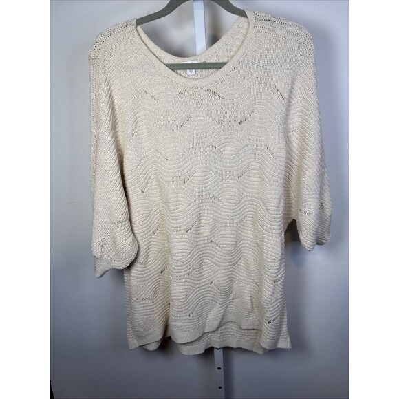 J. Jill Sweaters - J Jill Size XL Pullover LAGENLOOK Cream Cotton Blend Sweater Oversized